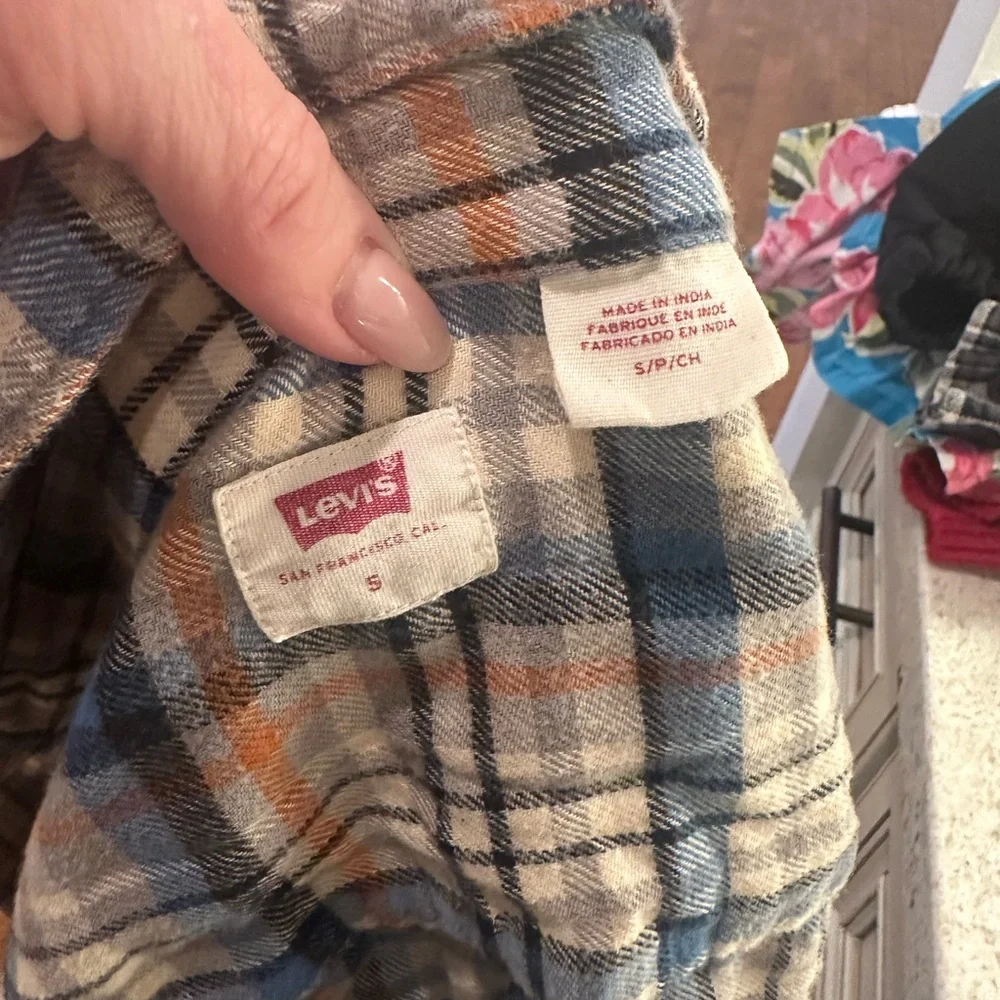 Levi's‎ Men's Plaid Flannel Button-Down Shirt - Blue & Tan