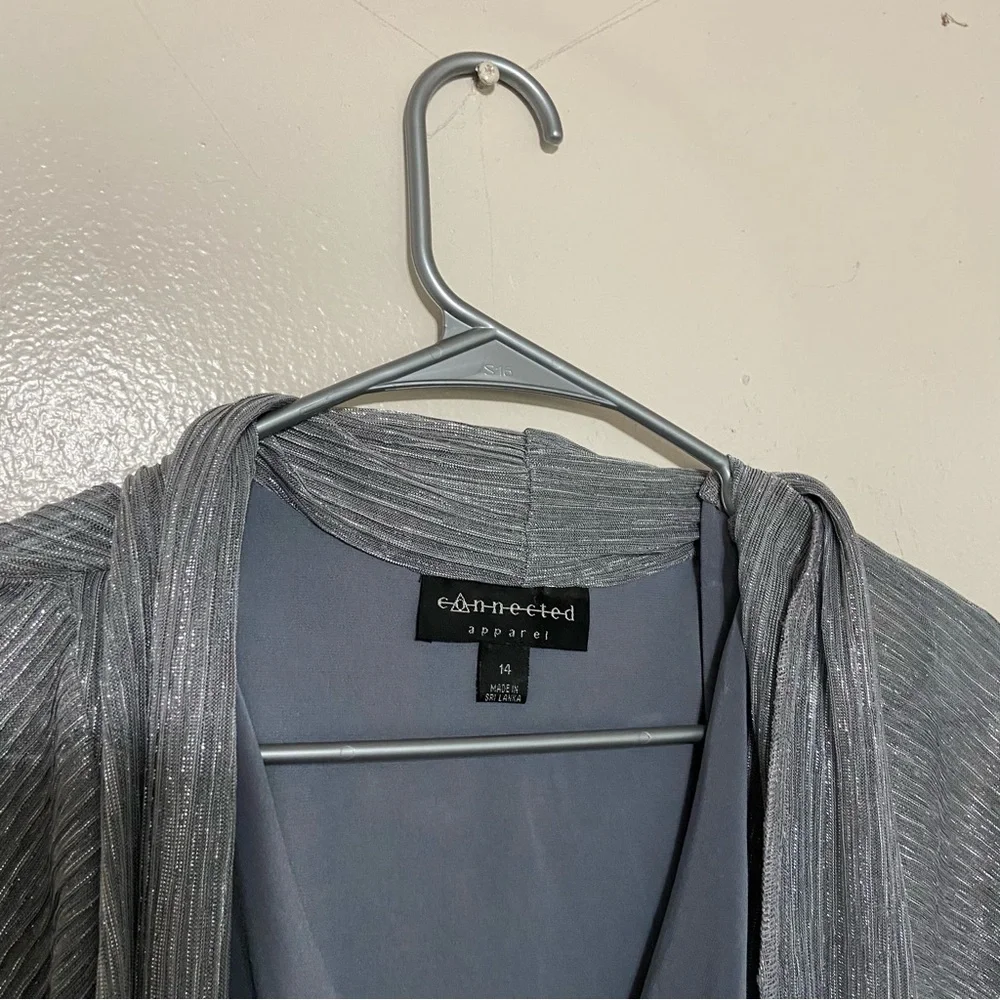 Sleeveless Drape Front Evening Dress - Slate Blue