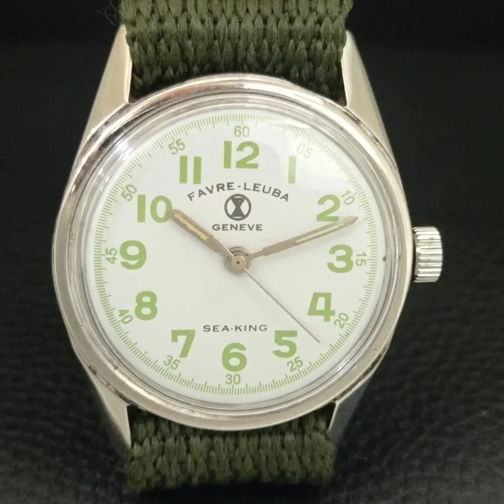 Vintage 1989 Favre Leuba Manual Mens Silver Watch W/Nato Strap