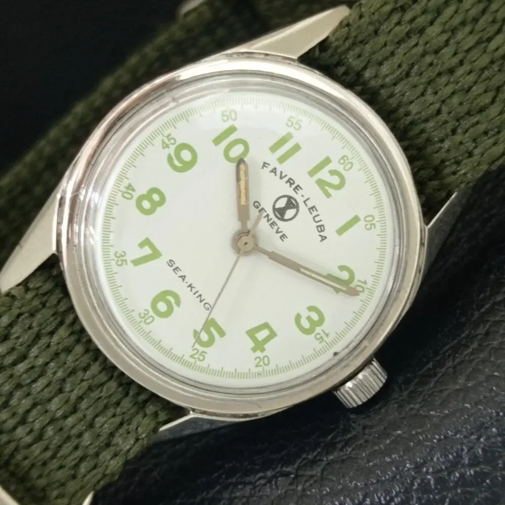Vintage 1989 Favre Leuba Manual Mens Silver Watch W/Nato Strap