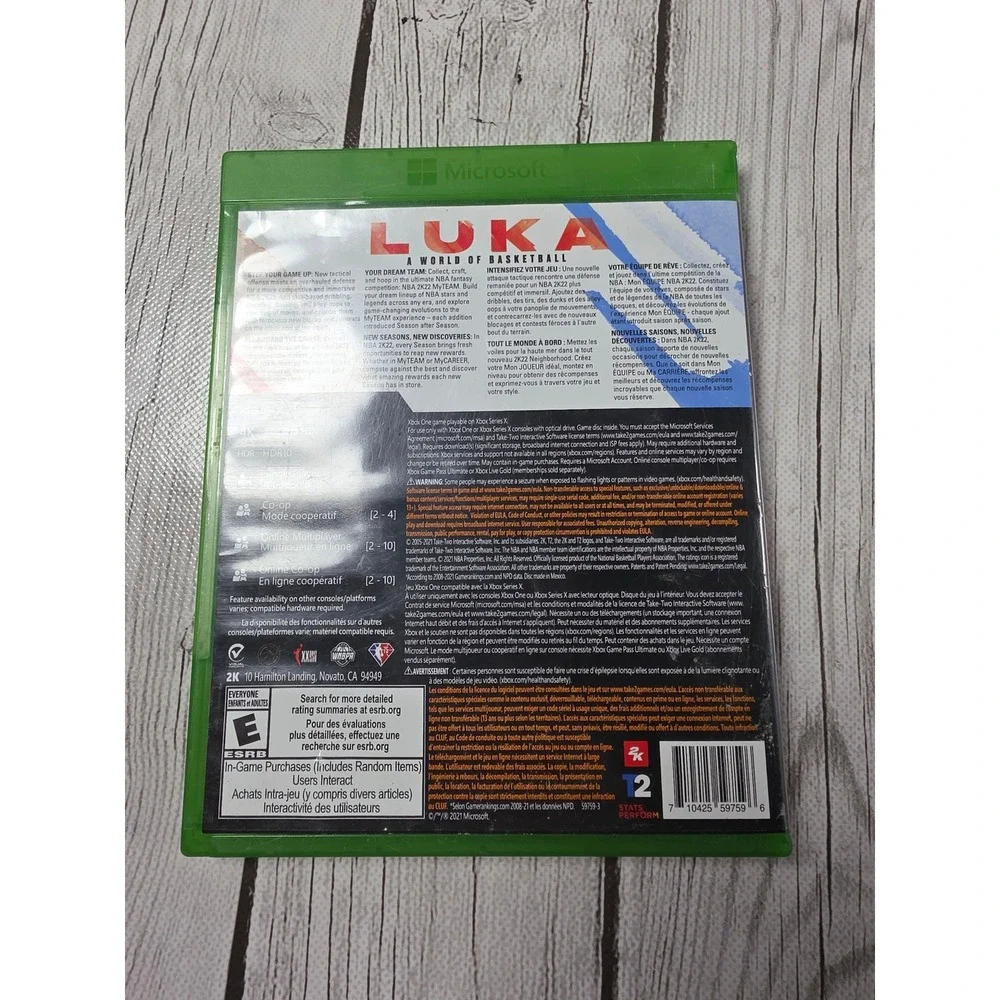 NBA 2K22 Xbox One Video Game Luka Doncic Basketball Sports 2K Games‎ Disc Case