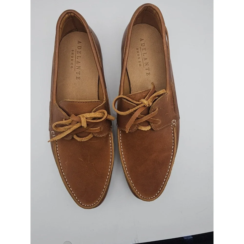 Adelante Shoe Co. Men's The Náutico Leather Boat Shoes Caramel 8 D