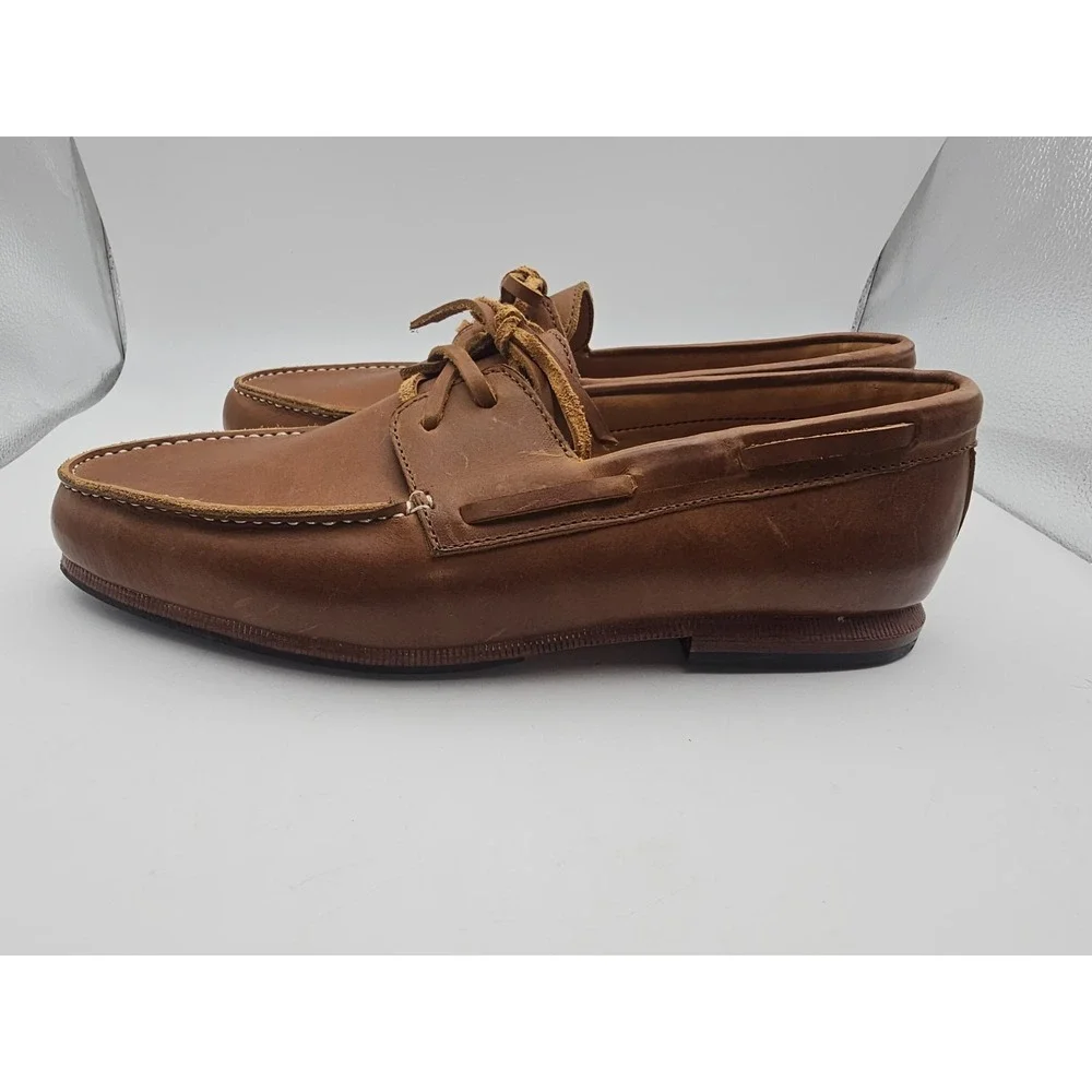 Adelante Shoe Co. Men's The Náutico Leather Boat Shoes Caramel 8 D