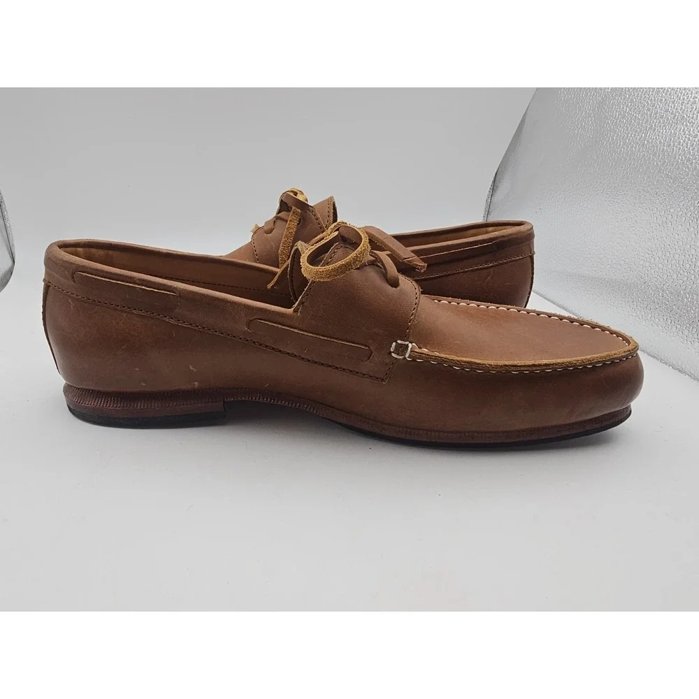 Adelante Shoe Co. Men's The Náutico Leather Boat Shoes Caramel 8 D