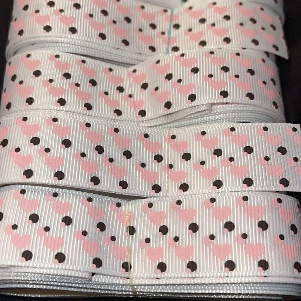 Grosgrain Ribbon 7/8” 5 yards 5/$20 hair bows shipping supplies hearts polka dot