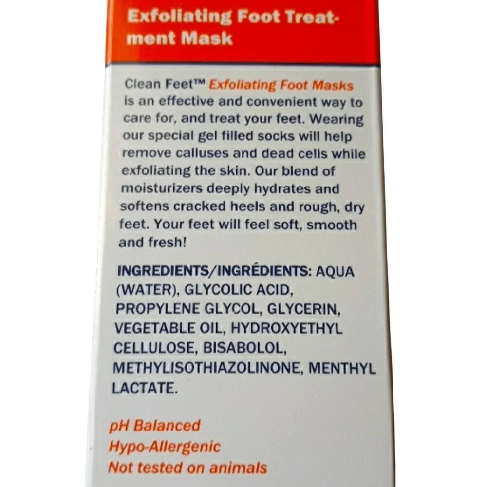 Clean‎ Feet Exfoliating Foot Treatment Mask 3 Pairs Glycolic Acid Callus Remover