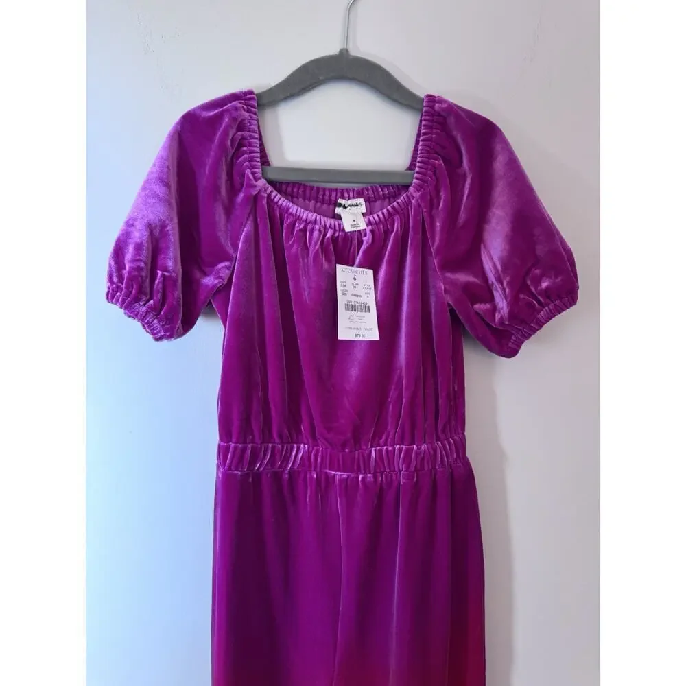 J. Crew Crewcuts Girl's Size 4 Velvet Jumpsuit Romper Pantsuit In Berry $80 NWT