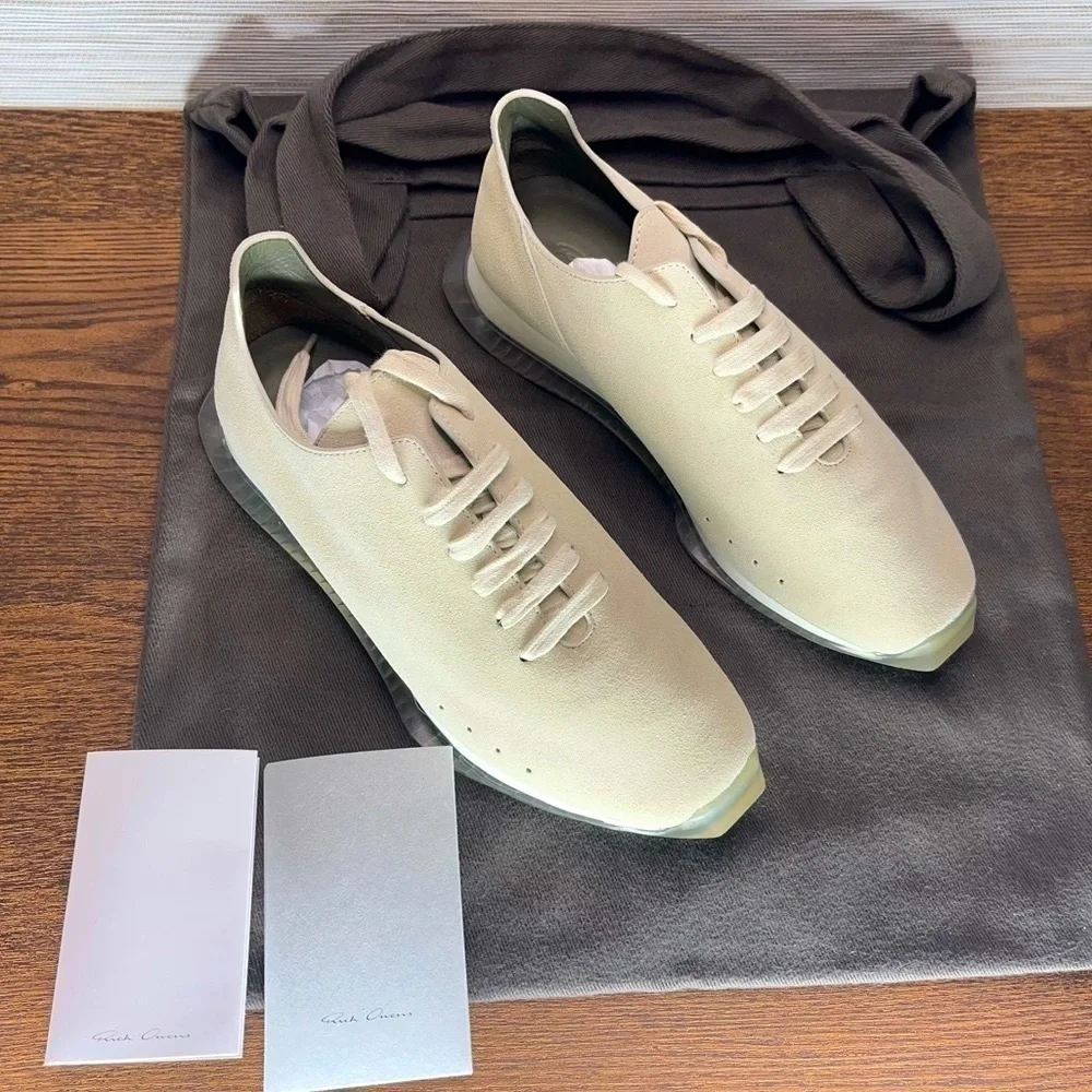 𝅺RICK Owens New Minimal Runner Sneaker In 110 Milk/Clear Size 7 EU37