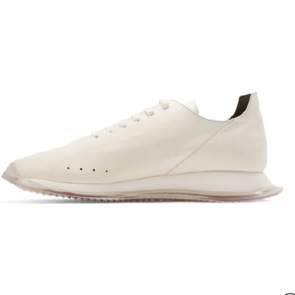 𝅺RICK Owens New Minimal Runner Sneaker In 110 Milk/Clear Size 7 EU37