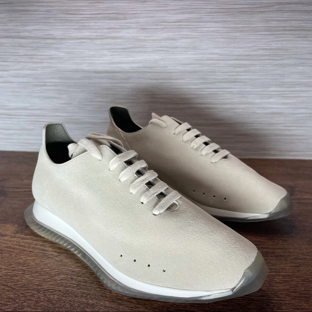 𝅺RICK Owens New Minimal Runner Sneaker In 110 Milk/Clear Size 7 EU37