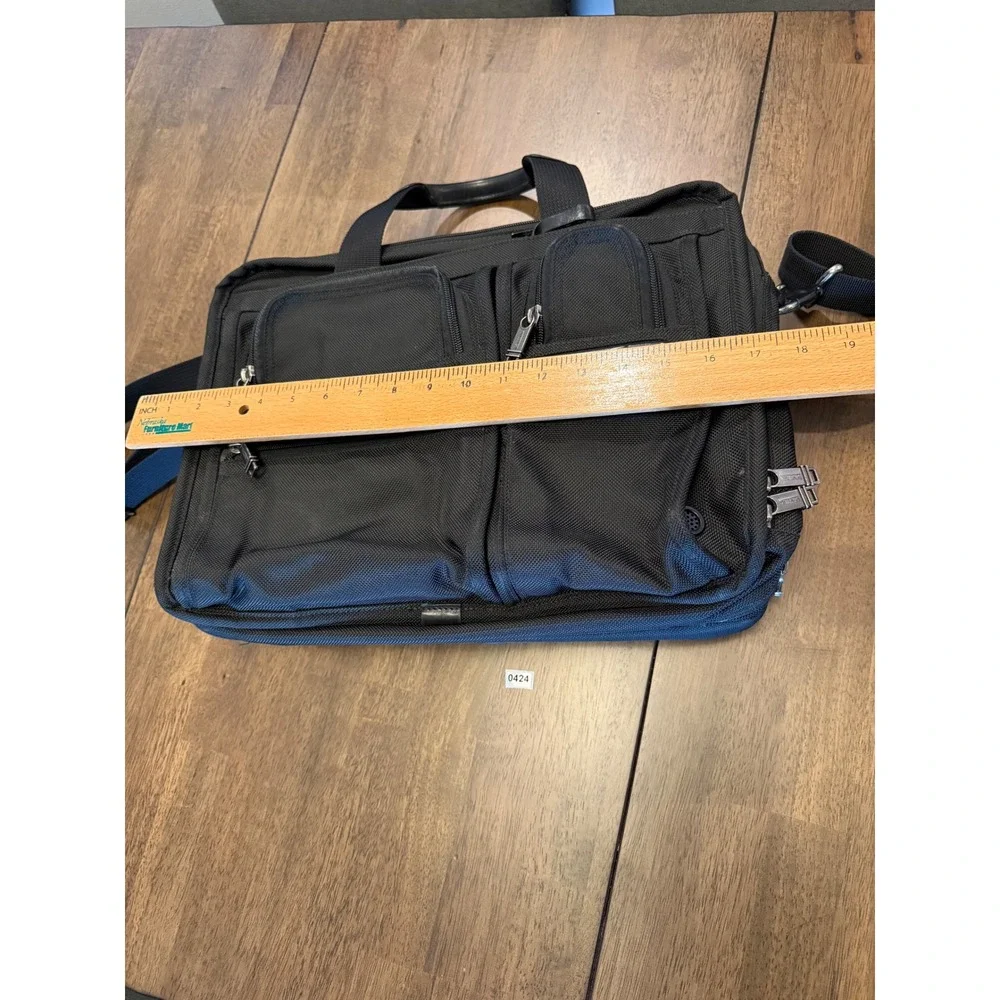 Tumi Alpha Black Ballistic Nylon Expandable Briefcase Laptop Bag‎ Travel Office