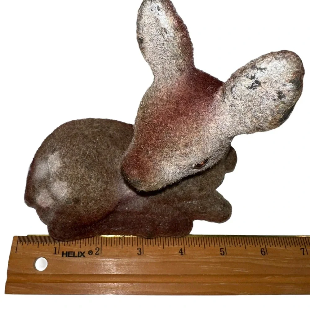 Lot 2 Vintage Deer Fawn Velvet‎ Flocked Figurines Figures Hong Kong