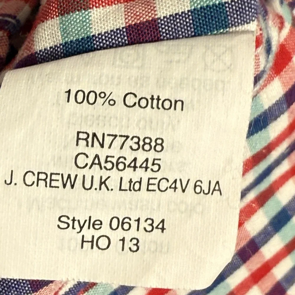 J.CREW Button Down Shirt Men's XS Blue Red Classic Plaid Flex‎ Washed Slim Fit