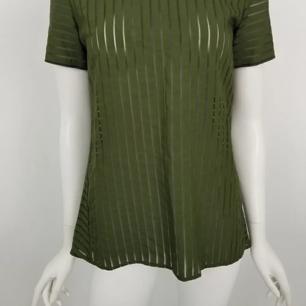 J. Crew Olive Green Shadow Stripe Top Size 0