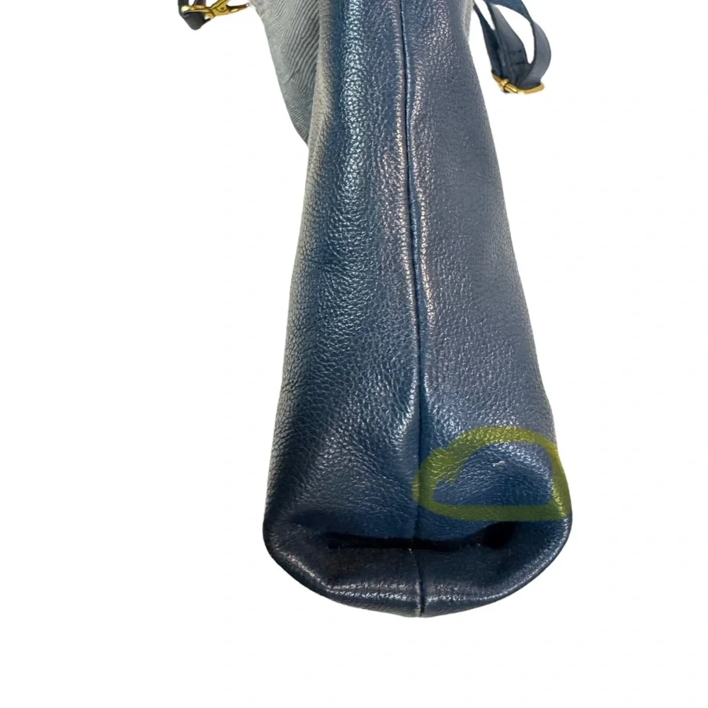 Fossil‎ Amelia Hobo Shoulder Bag Cow Hide Leather Twilight Blue Gold Hardware