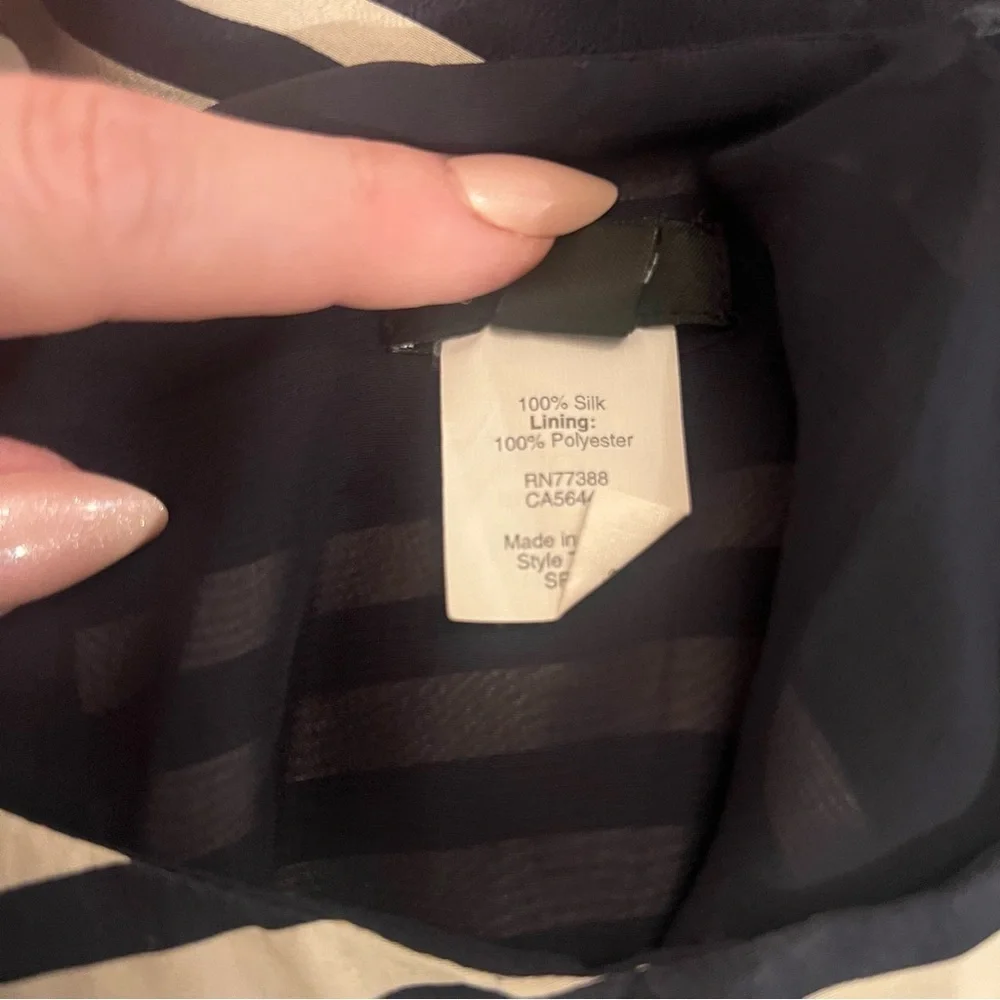 J. Crew Navy and White Striped Silk Mini Dress Coastal