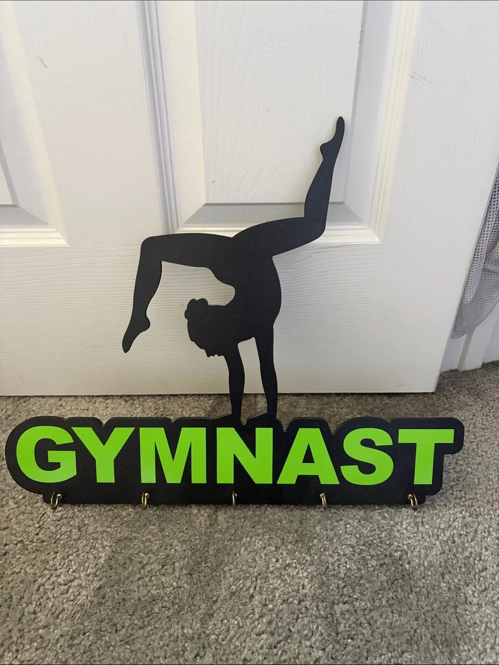 Black & Neon Green Gymnast Wall Hook Rack