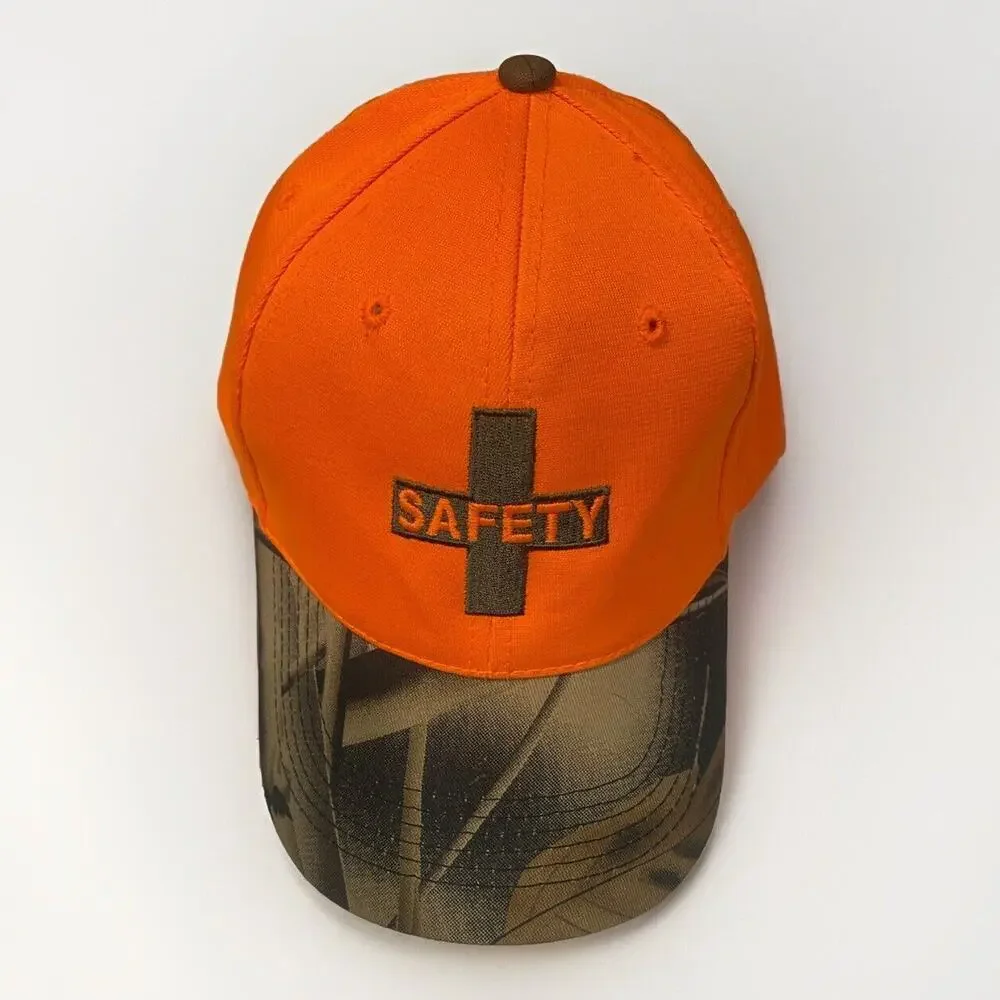 Orange And Camo Safety Cross Baseball Cap Nucor Steel Adjustable