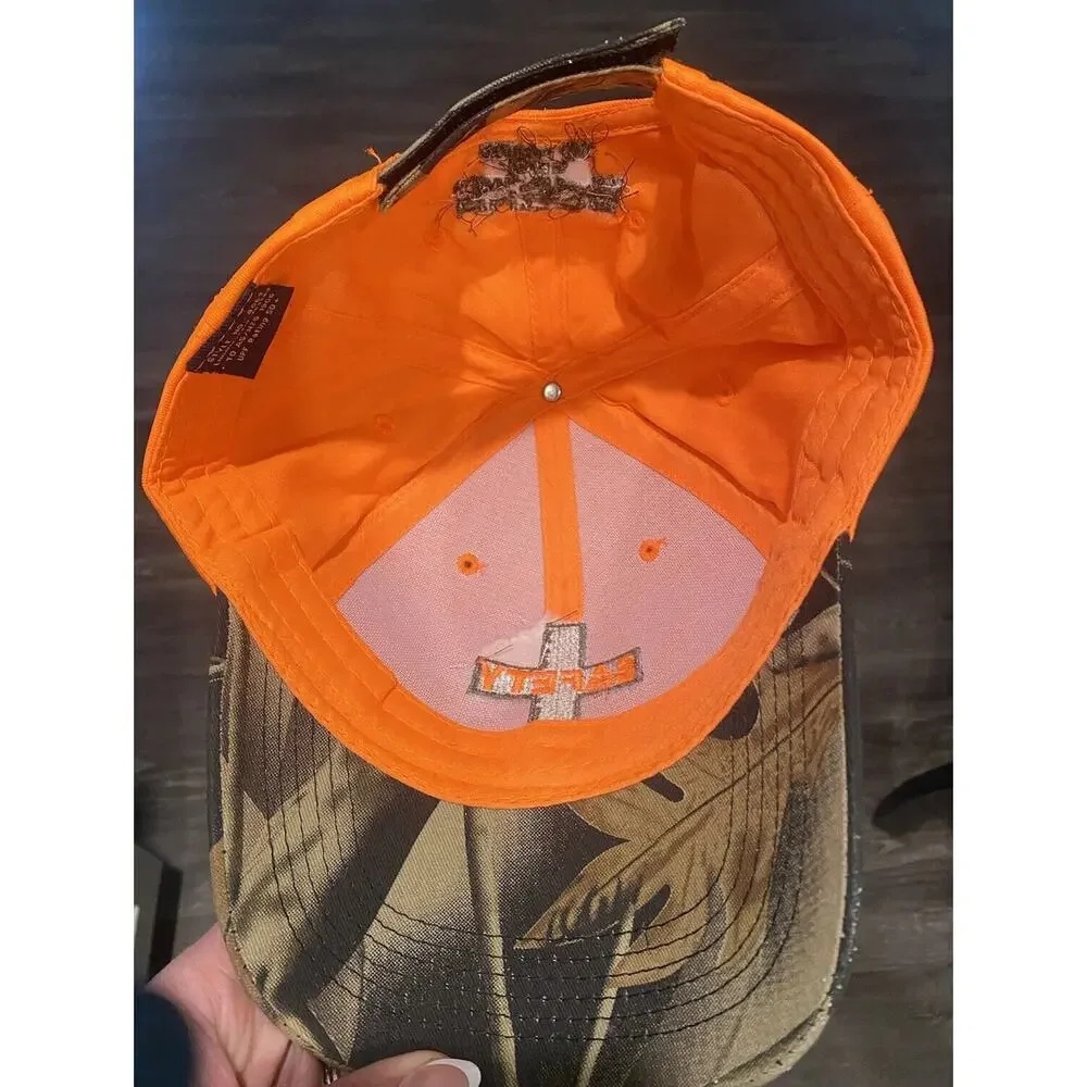 Orange And Camo Safety Cross Baseball Cap Nucor Steel Adjustable