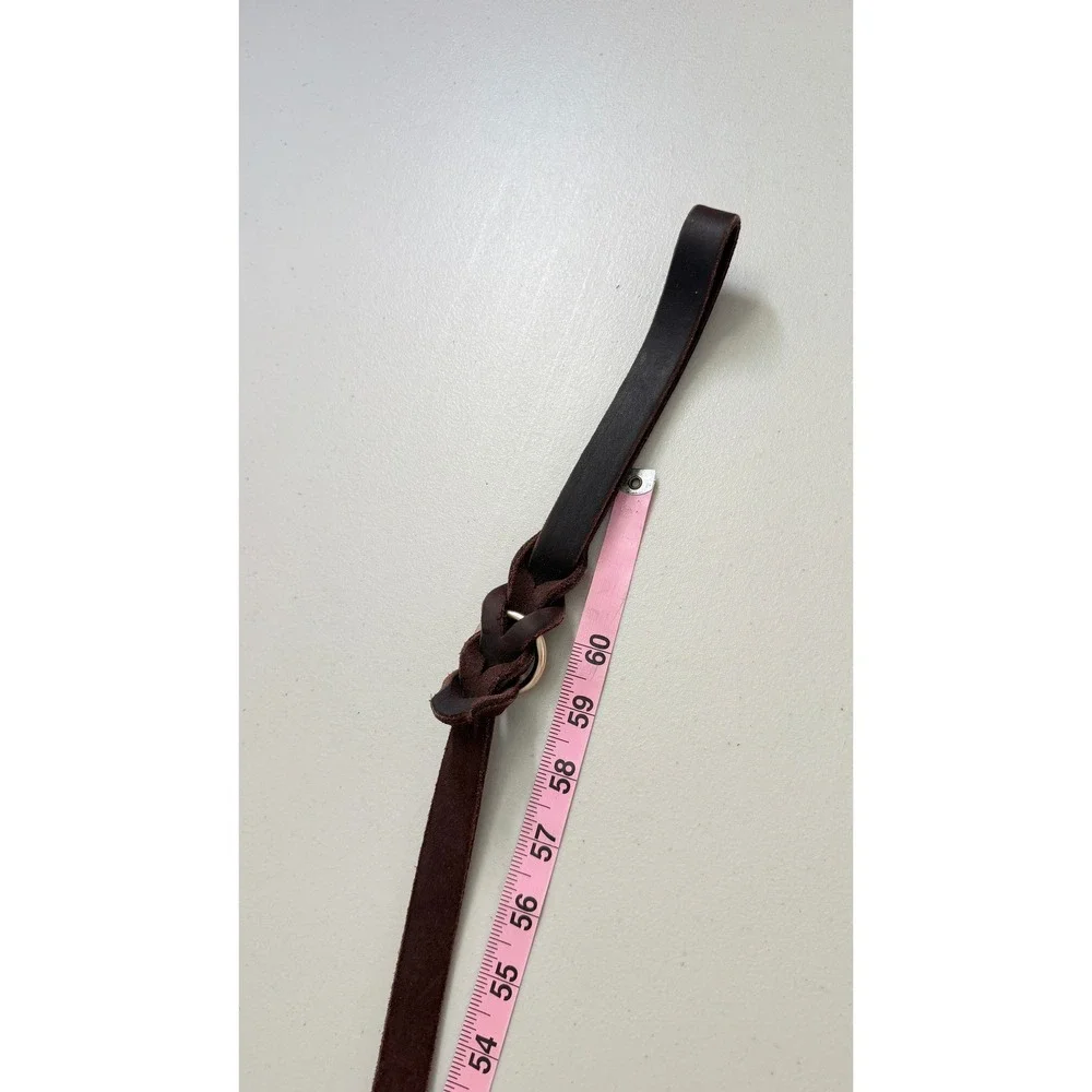 NWOT Dark Brown Leather Dog Leash Braided Accents Gold Carabiner‎ Clip 60 Inch