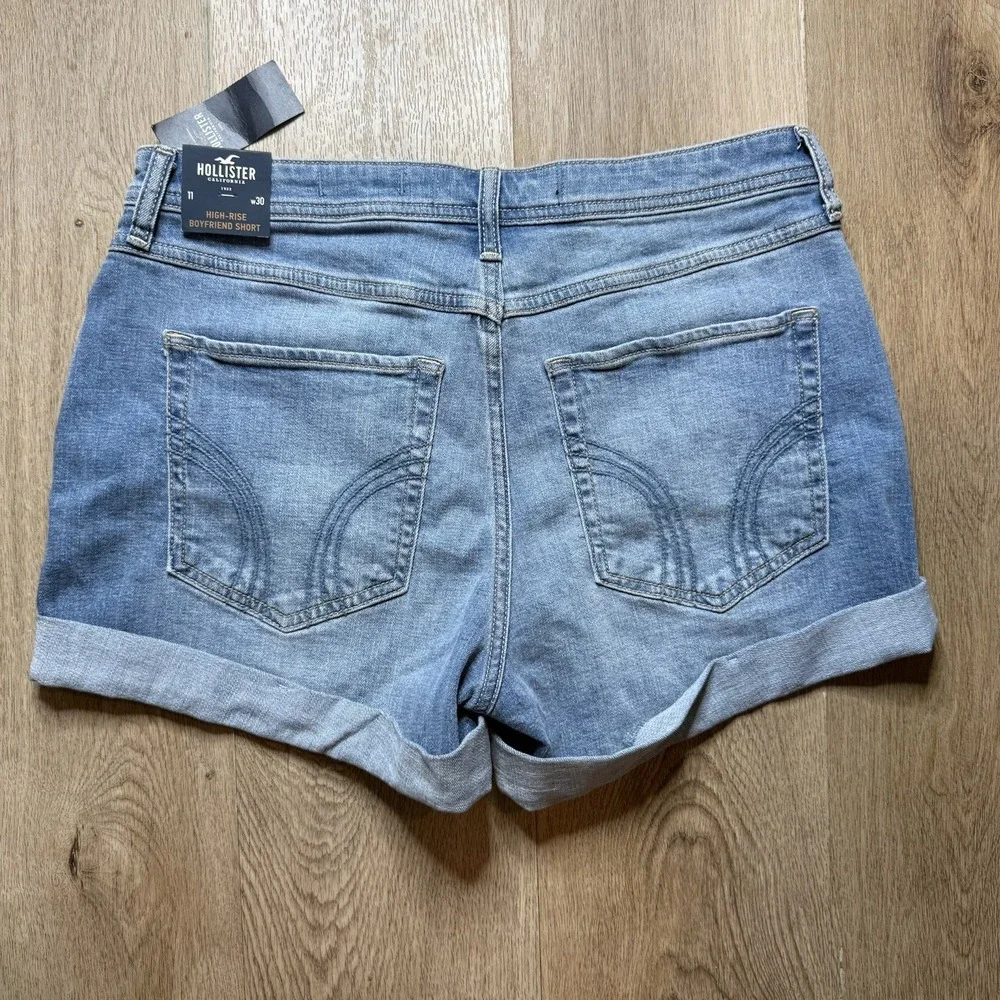 Hollister‎ High-Rise Boyfriend Denim Shorts Cuffed Womens Size 11 (30) 3