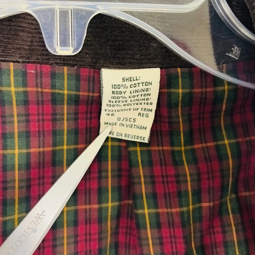 Vintage L.L. Bean Corduroy Sport Coat Jacket Mens 46 Reg Large Plaid Lining 90s