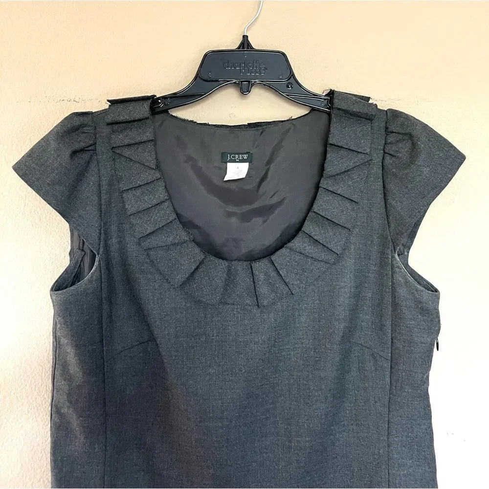 J. Crew Wool Blend Ruffle Neck Shift Dress