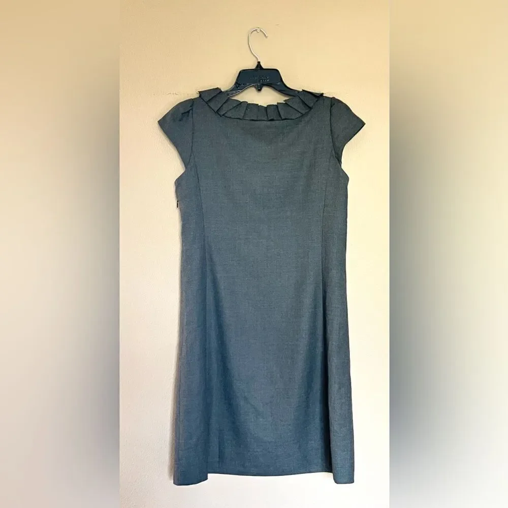 J. Crew Wool Blend Ruffle Neck Shift Dress