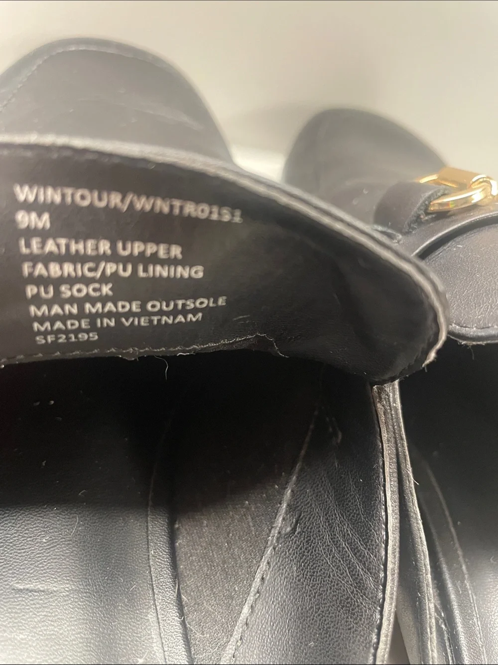 Steve Madden Black Leather Flat Loafer Slides with Gold Hardware