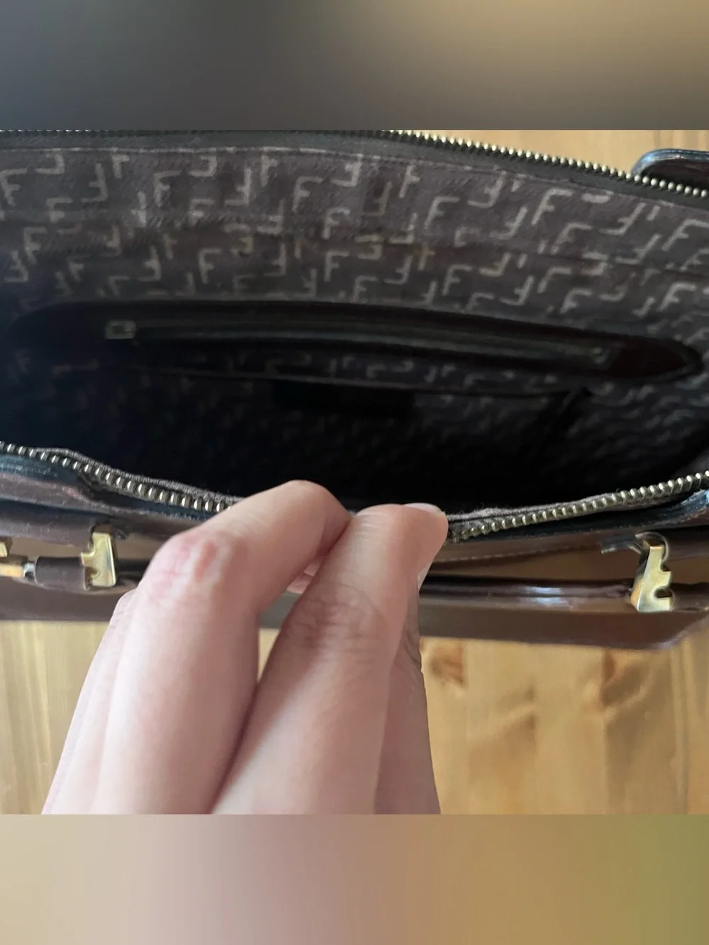 Vintage Salvatore Ferragamo Dark Brown Leather Briefcase Purse