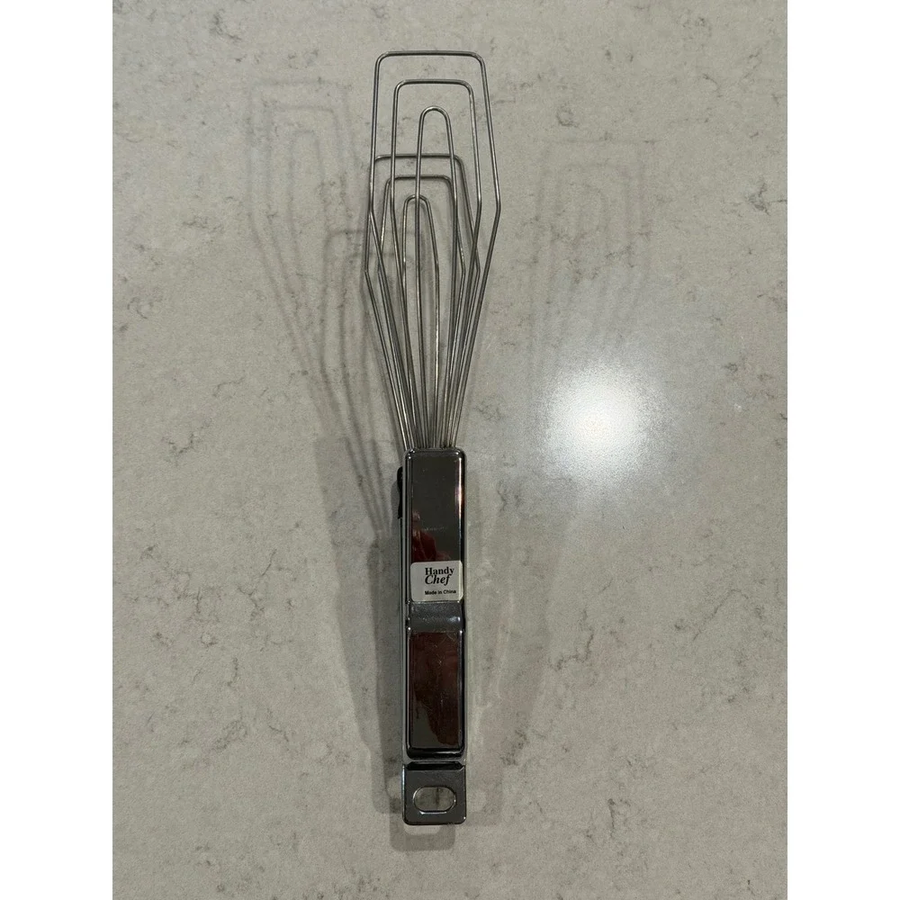 Vintage Handy Chef 2-in-1 Stainless Steel Flat Whisk and Tongs Kitchen Tool