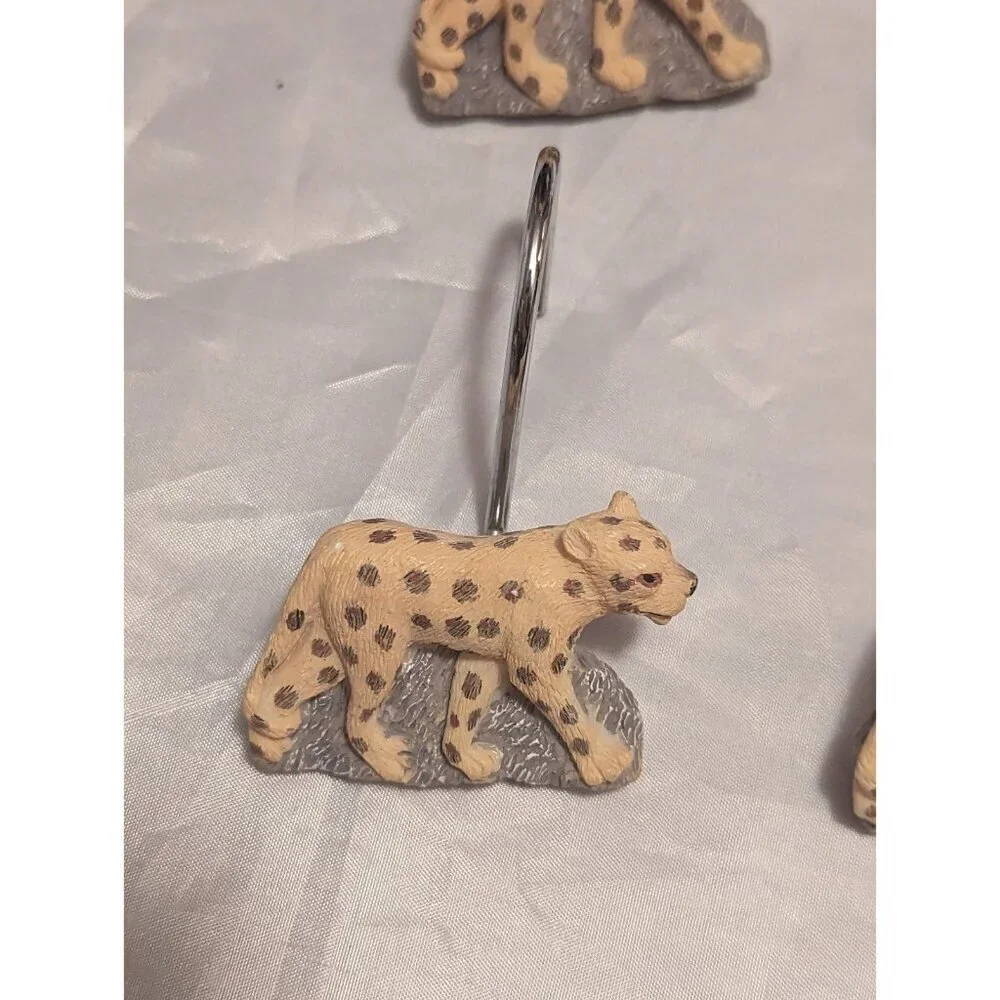 Jungle Safari Animal Shape Leopard Cheetah Shower / Curtain Hooks 12pcs