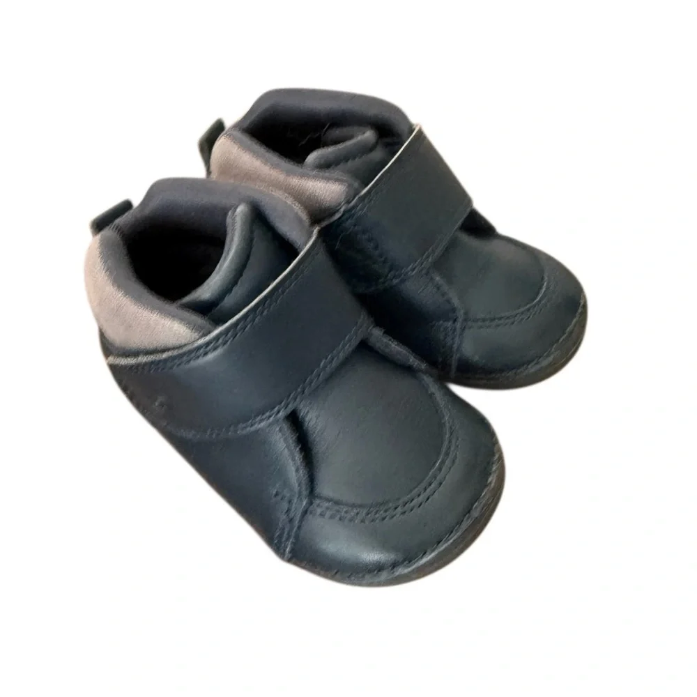 Stride Rite Mateo Navy Blue Leather Boot-Infant Walker Shoes-Size 4.5W