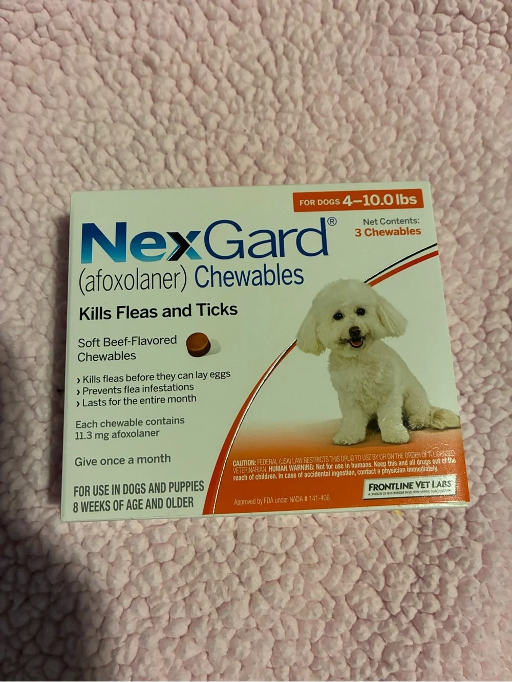Nexgard for Dogs 4–10 lbs –flea & tick prevention 3 month supply boxes