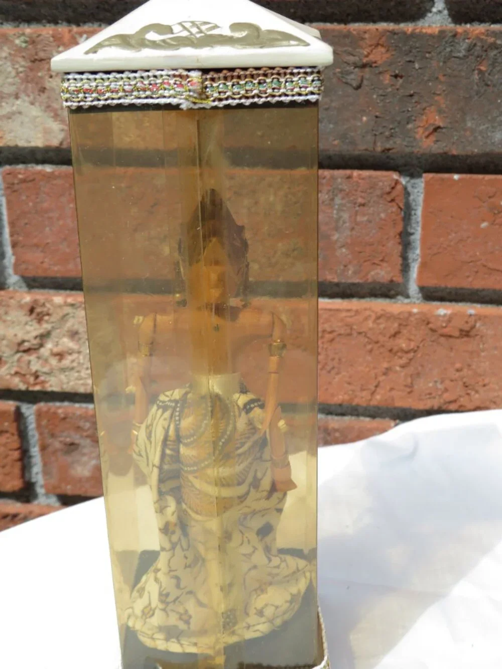 Vintage Indonesian Wayang Golek Puppet in Handcrafted Display Case | Javanese