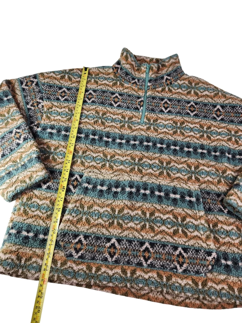 American Eagle Sherpa Fleece Pullover Medium Fair Isle Aztec 1/4 Zip Cozy