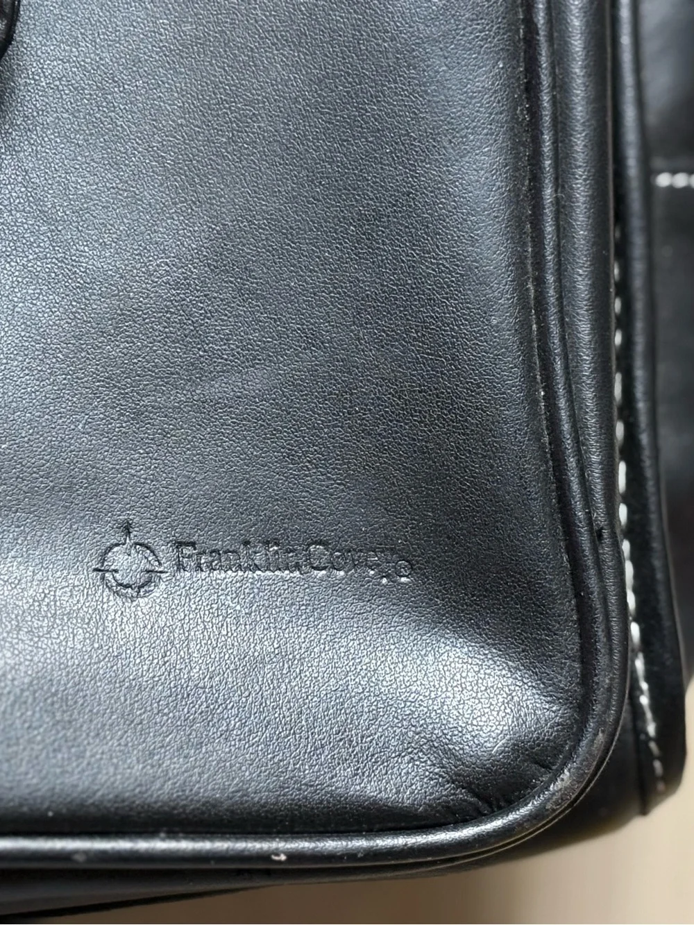 Franklin Covey Black GenuineLeather Laptop Briefcase Messenger Bag Organizer