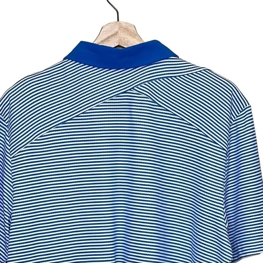 Adidas climachill blue tonal striped golf polo shirt size M