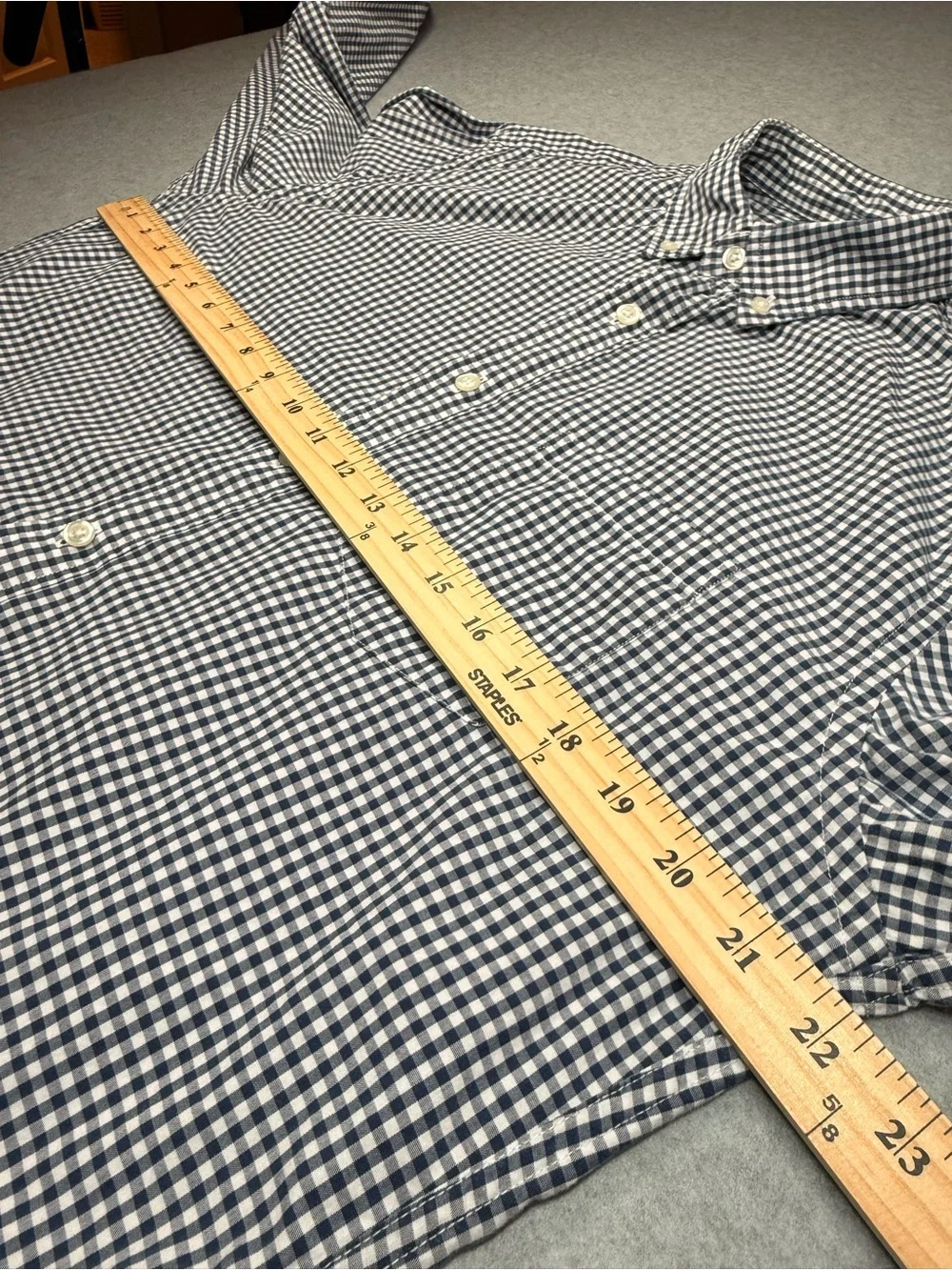 J. Crew Navy and White Gingham Button-Down Shirt