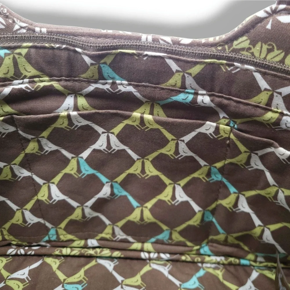 Vera Bradley Gabby Sittin In A Tree Retired Quilted Satchel Bird Brown NWT OS