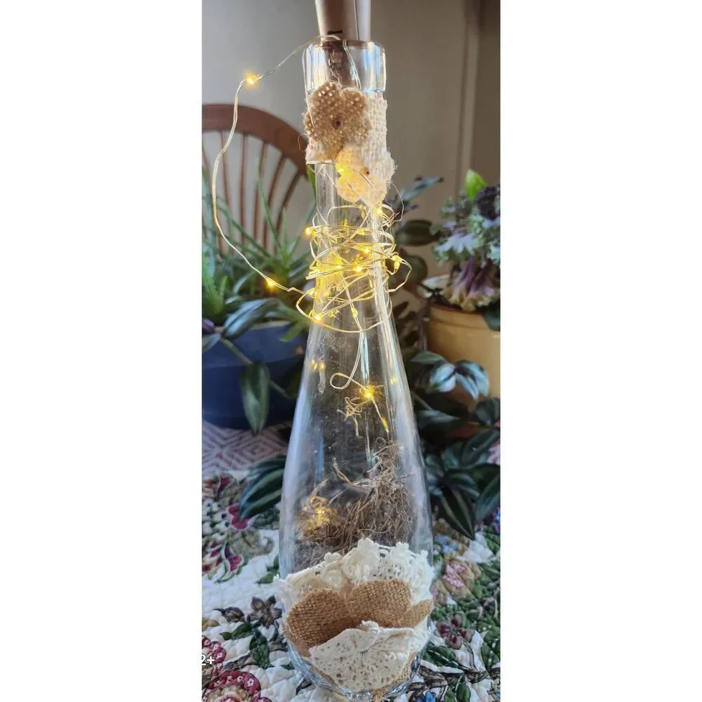 Decorative wine bottle with lights inside