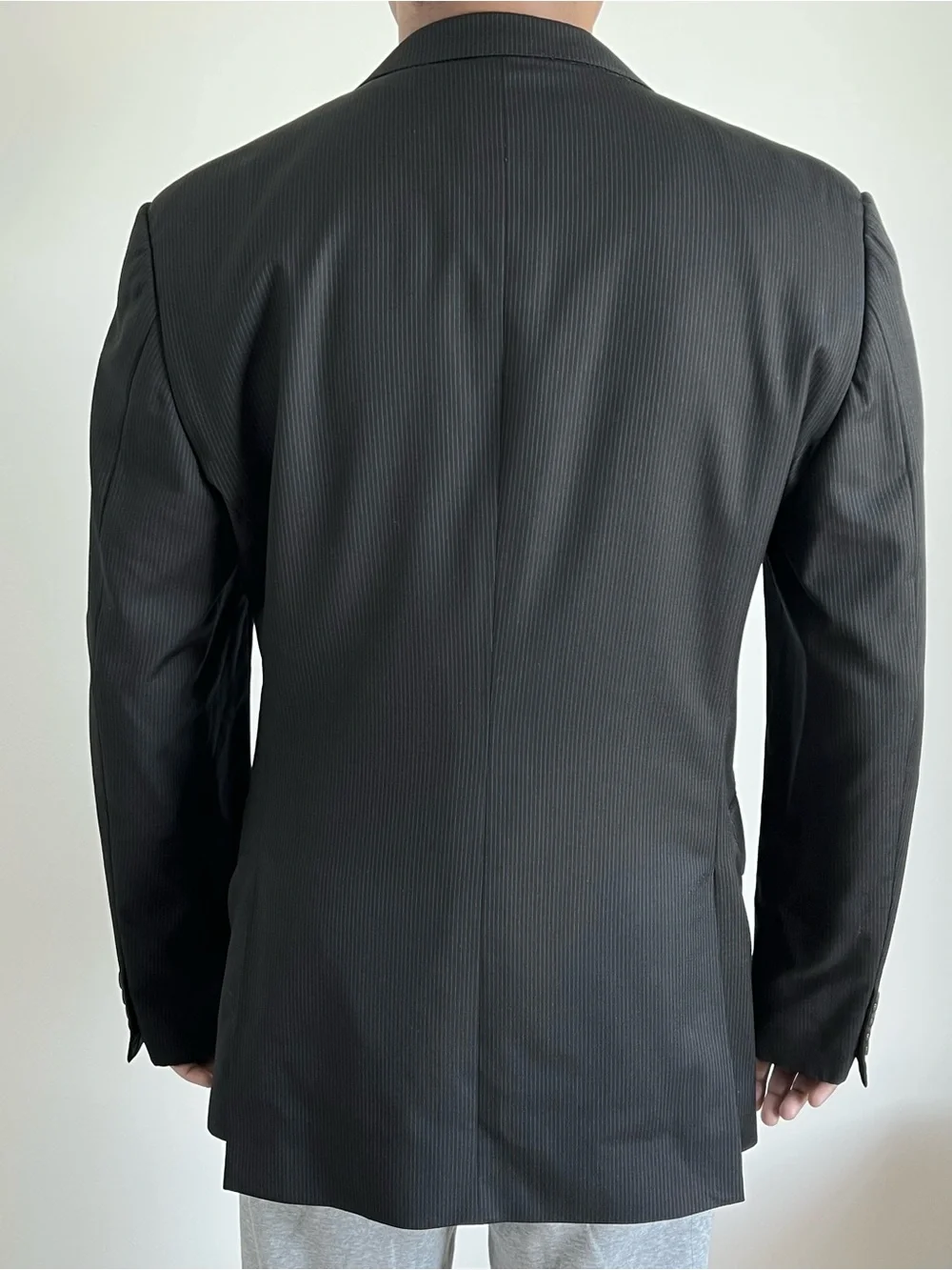 Gucci Men's Black Single-Breasted Pinstripe Blazer