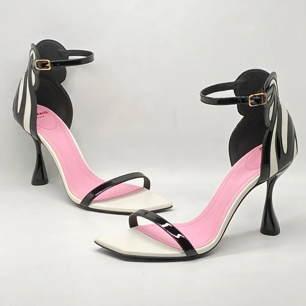 Balmain Eden 95MM Colorblocked Patent Leather Sandals size 37