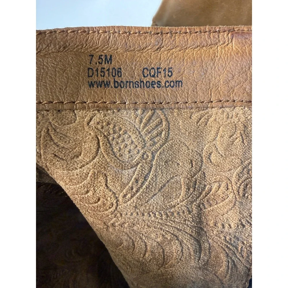 Born Boots‎ Women's 7.5 Leather Knee High Tan Brown Side Zip Block Heel