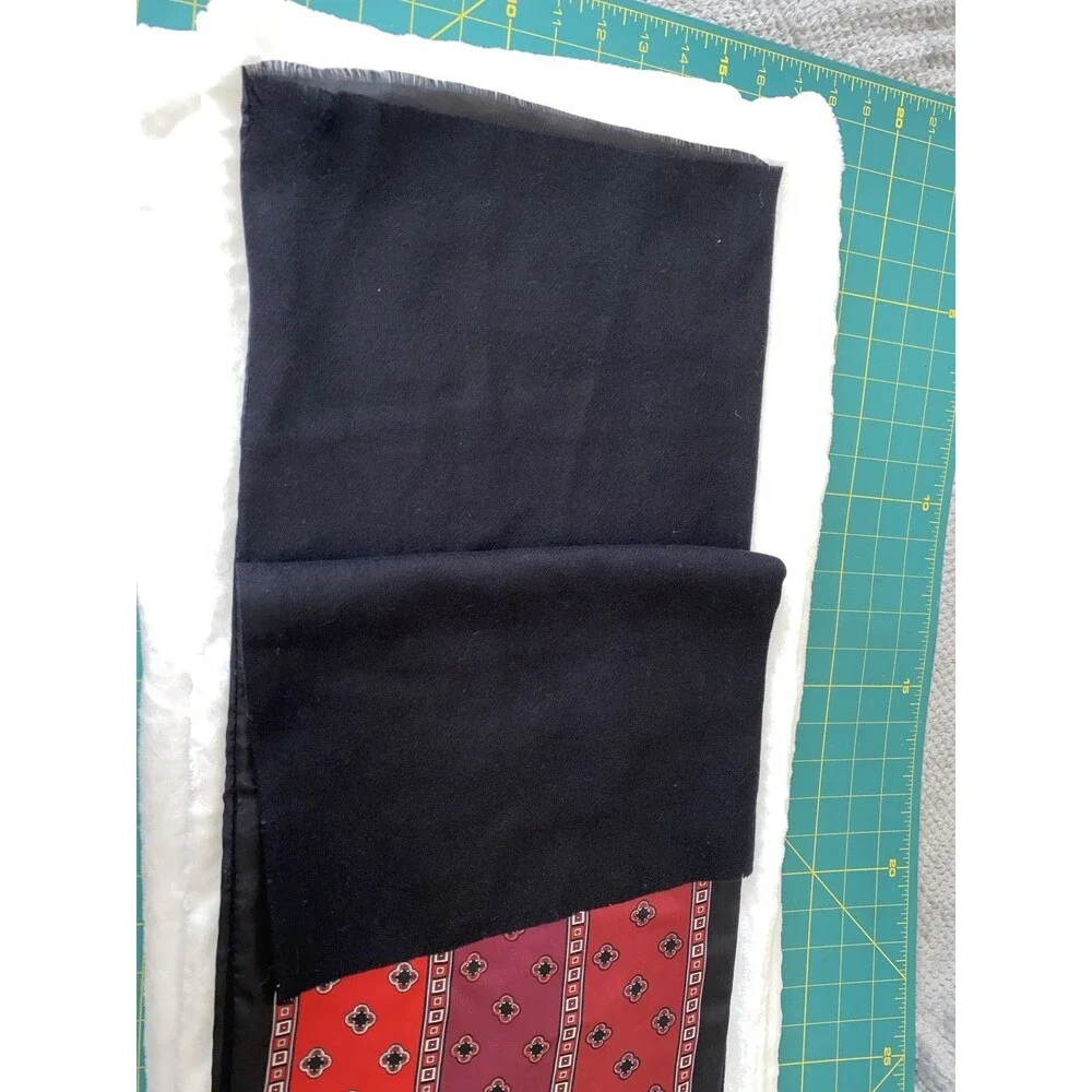 Vintage Red and Black Patterned Silk Scarf