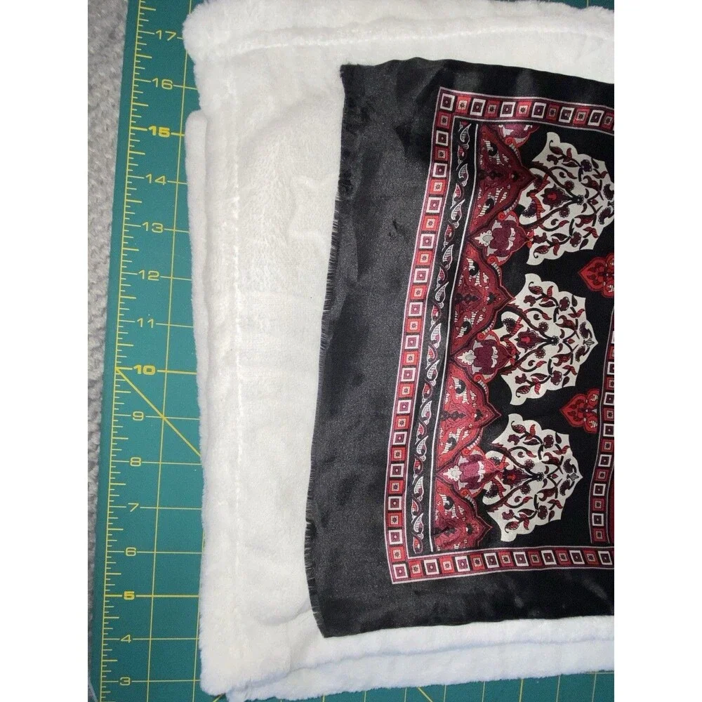 Vintage Red and Black Patterned Silk Scarf