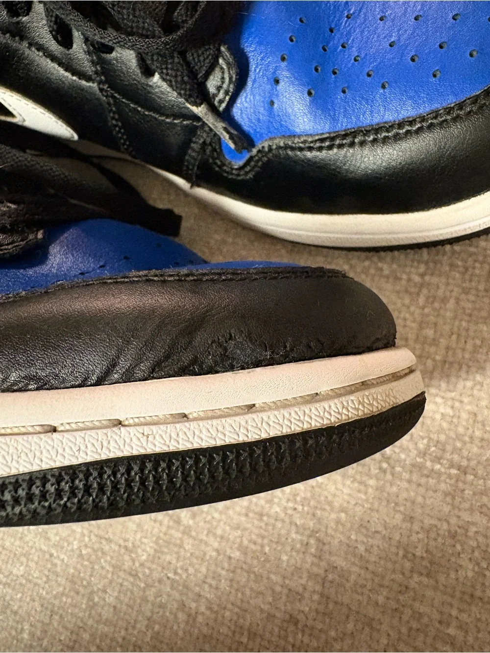 Nike Air Jordan Black and Blue Low-Top Sneakers Size 8.5
