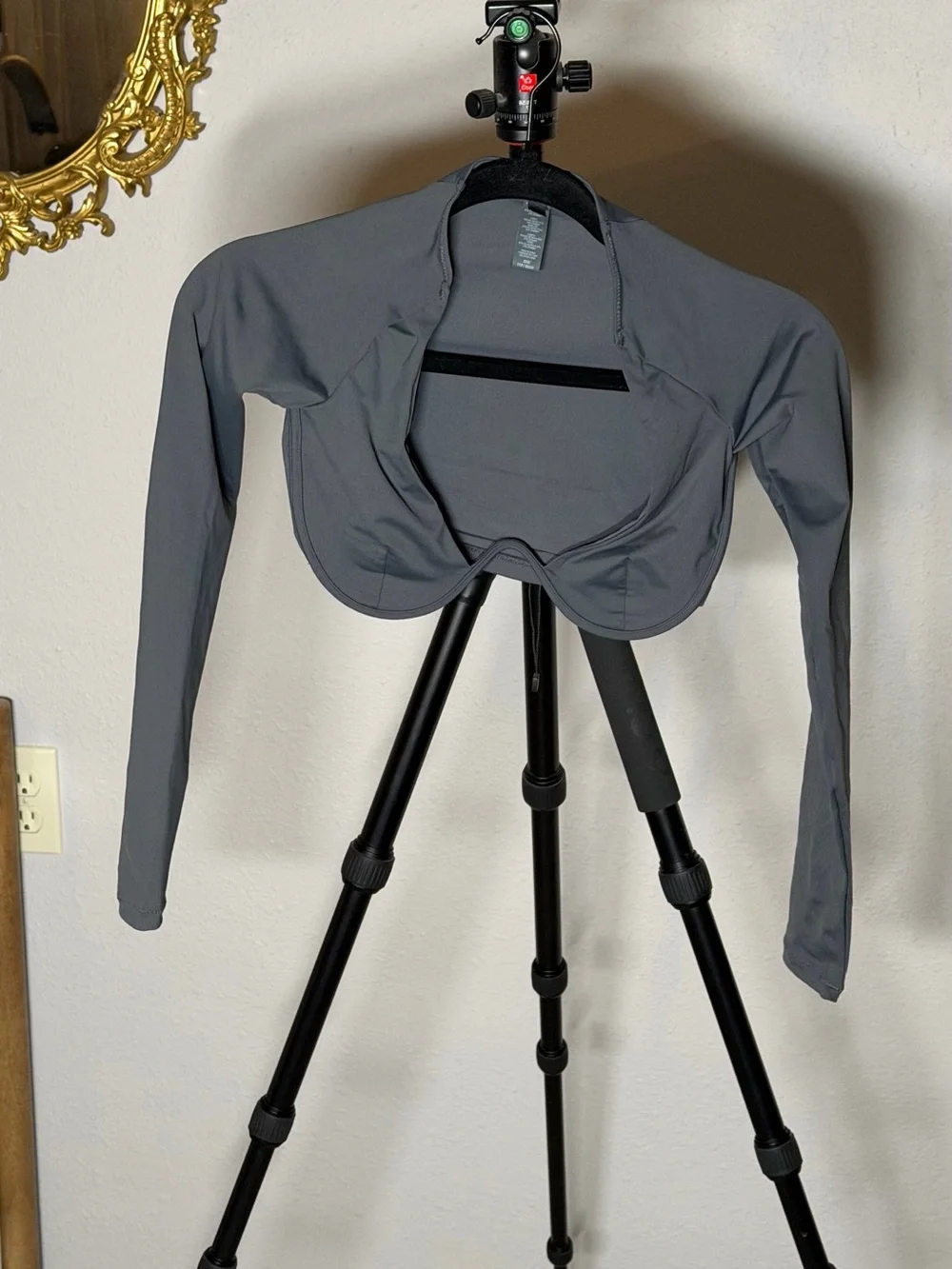 SKIMS Gray Long-Sleeve Swim Top
