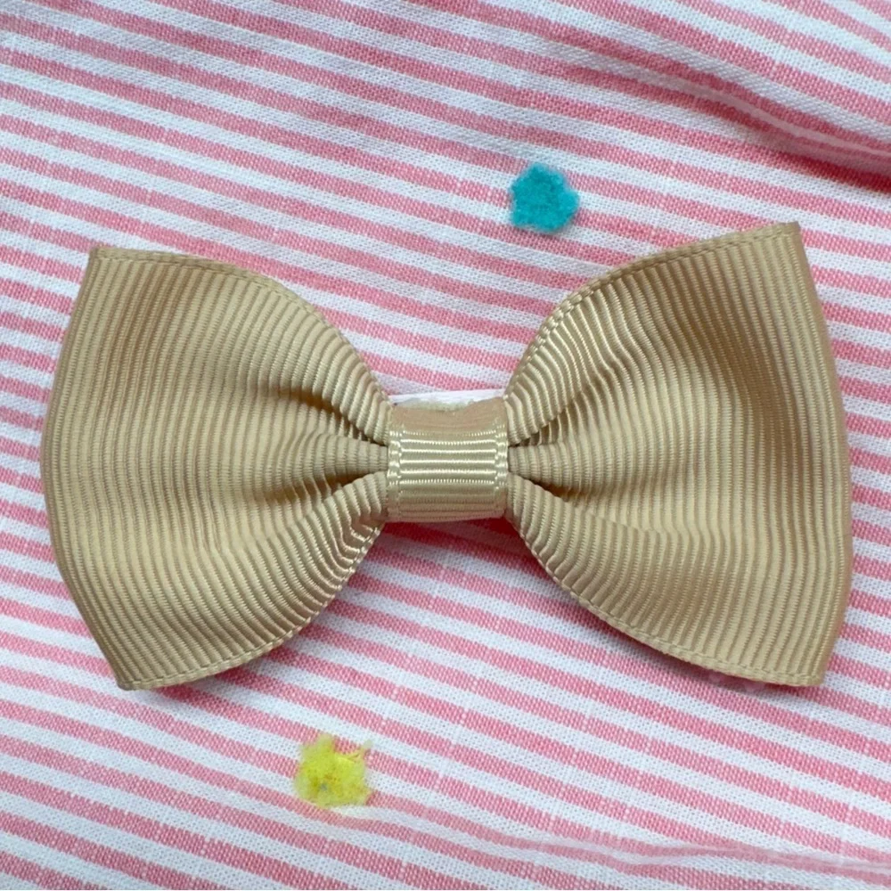 Large Tan Grosgrain Hair Bow