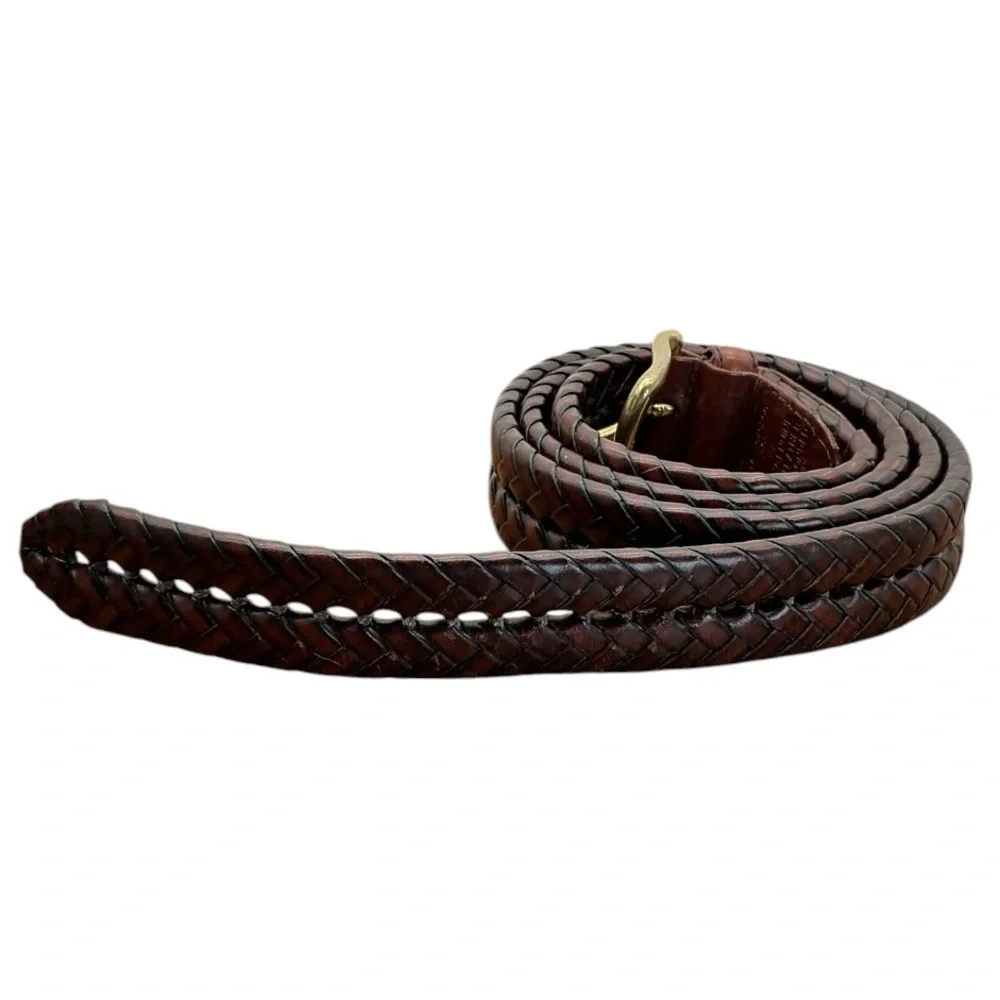 Fossil Men's Maddox Brown Leather Braided Trouser‎ Belt Size 42